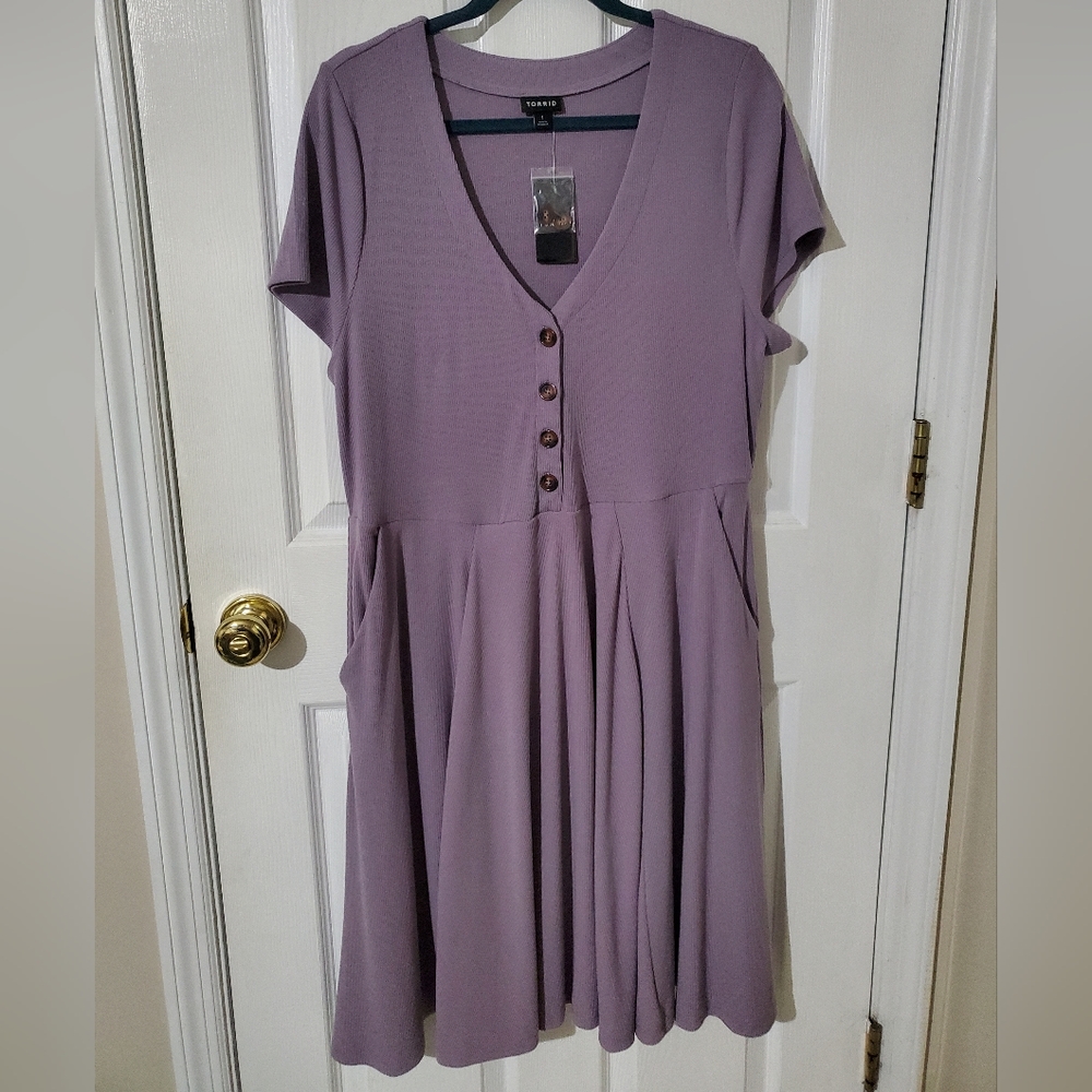 Torrid Mini Rib Button-Down Skater Dress